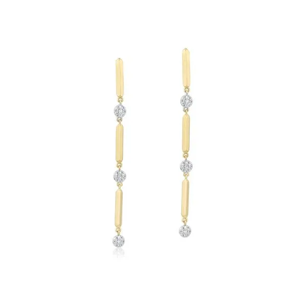 PhillipPhillips - House 14Kt Yellow Gold & Diamond Knife Edge Triple Micro Infinity Drop Earrings with 42 Diamonds .18tcw Steve Lennon & Co Jewelers  New Hartford, NY