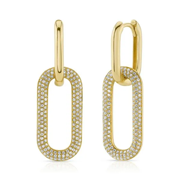 Shy Creation 14Kt Yellow Gold Diamond Link Pave Earrings .71tcw Steve Lennon & Co Jewelers  New Hartford, NY