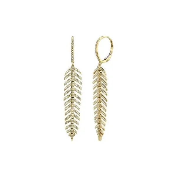Shy Creation 14kt Yellow Gold Diamond Feather Earring 0.60Ct Steve Lennon & Co Jewelers  New Hartford, NY