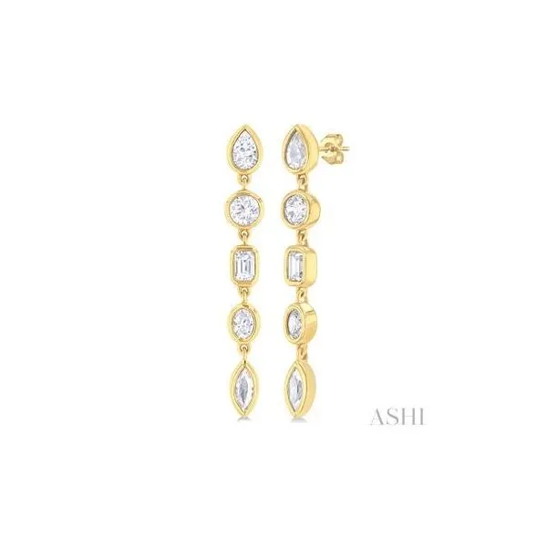 14KT Yellow Gold  Mixed Shape Bezel Diamond Cut Fashion Earring 1.0tcw Steve Lennon & Co Jewelers  New Hartford, NY