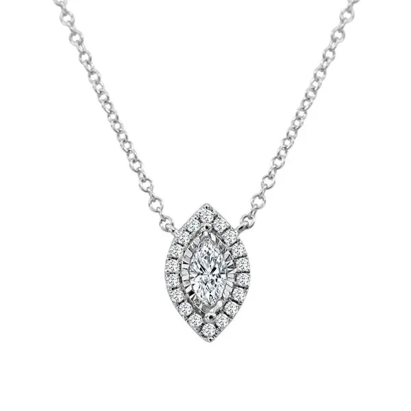 S Lennon Classic 14KT WG Diamond Marquee Pendant in Illusion Setting with A Diamond Halo .42TCW Steve Lennon & Co Jewelers  New Hartford, NY