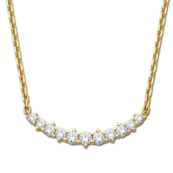 S. Lennon & Co Signature Collection 14k Yellow Gold Diamond Pendant with 11 Round Diamonds in a Curved Row .29TCW Steve Lennon & Co Jewelers  New Hartford, NY