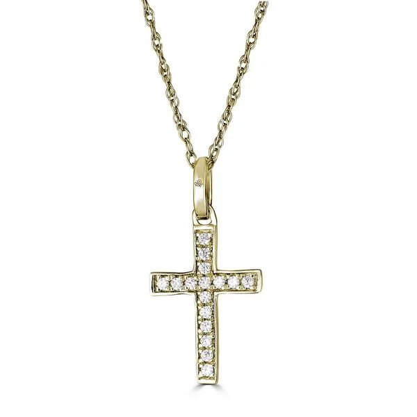 14KT Yellow Gold Diamond Cross Necklace 0.06CT Steve Lennon & Co Jewelers  New Hartford, NY