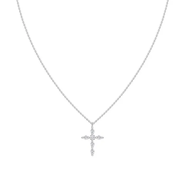 18Kt White Gold Diamond Cross Pendant with 5 Ovals .28tcw Steve Lennon & Co Jewelers  New Hartford, NY