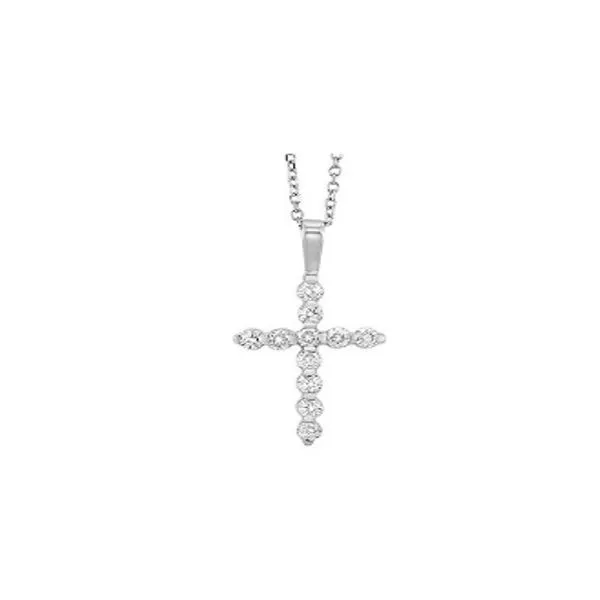 14K White Gold Diamond Cross Necklace 1/10 TCW Steve Lennon & Co Jewelers  New Hartford, NY