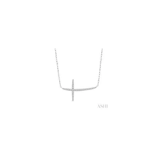 10kt White Gold Cross Round Cut Diamond Necklace.15tcw Steve Lennon & Co Jewelers  New Hartford, NY