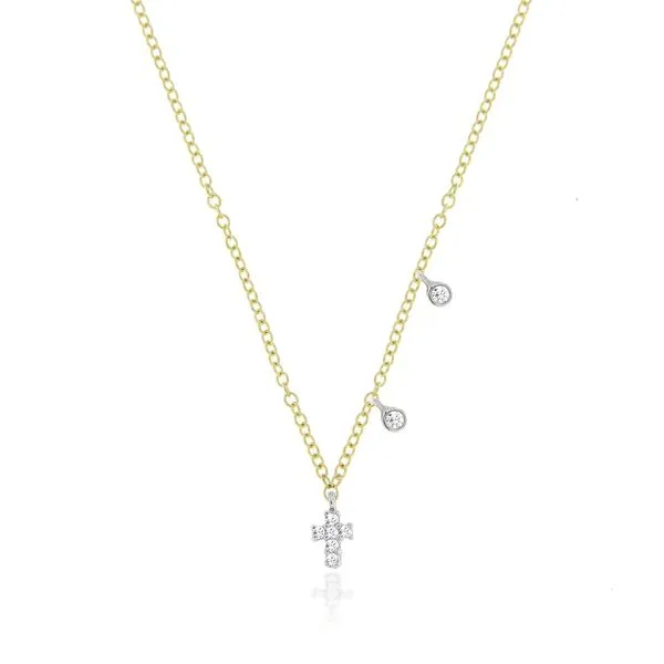 Meira T Yellow Diamond Cut 14 Karat Necklace Length 18 With 0.05Tw Round Diamonds Steve Lennon & Co Jewelers  New Hartford, NY