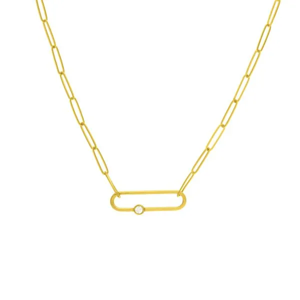 1/20 CT DIA FANCY PAPER CLIP NECKLACE 14KTY GOLD 20.5
