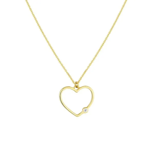 14K Yellow Gold 1.5ct Open Heart Diamond Bezel Necklace Steve Lennon & Co Jewelers  New Hartford, NY