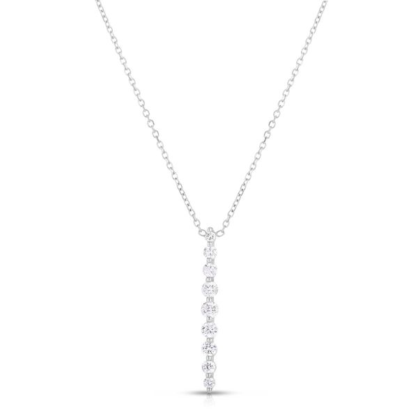 14KT White Gold Diamond Graduated Single Prong Pendant 9 Stone .27CT S. Lennon & Co Jewelers New Hartford, NY