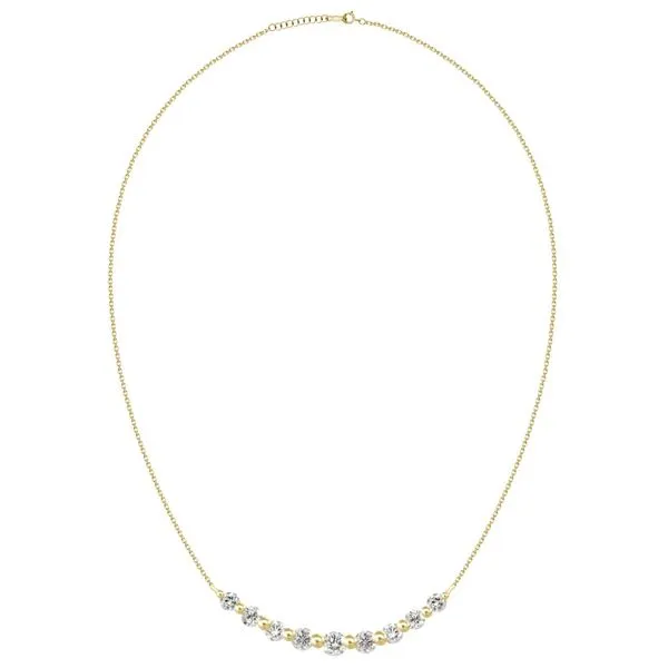18KT YG Diamond Curved Bar Necklace With 9 Diamonds TCW .19 Steve Lennon & Co Jewelers  New Hartford, NY