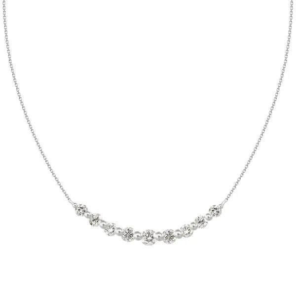 18KT WG Diamond Curved Bar Necklace With 9 Diamonds TCW .19 Steve Lennon & Co Jewelers  New Hartford, NY