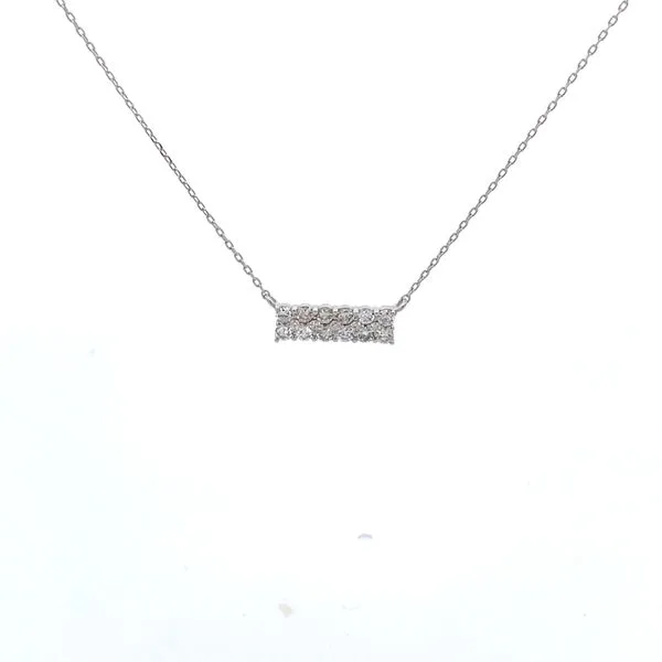 18KT WG Diamond Rectangle Cluster Necklace With 17 Diamonds TCW .30 Steve Lennon & Co Jewelers  New Hartford, NY