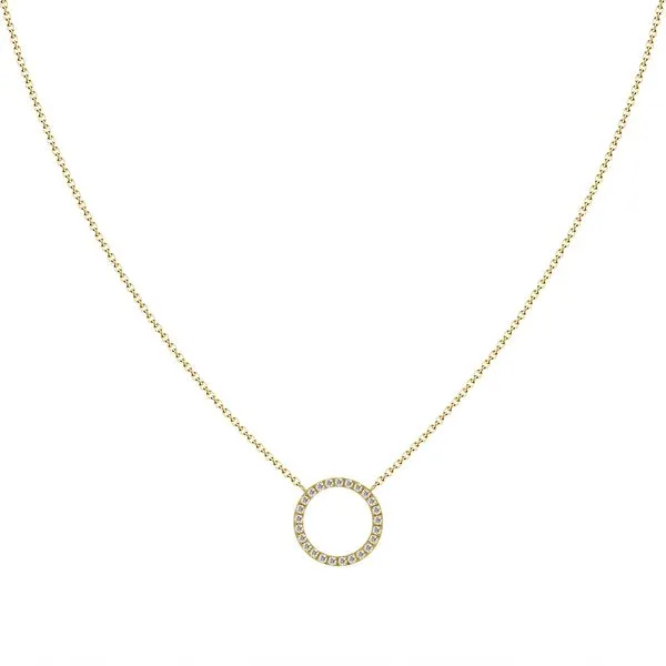 18KT YG Diamond Open Circle Necklace With 30 Diamonds TCW .15 Steve Lennon & Co Jewelers  New Hartford, NY