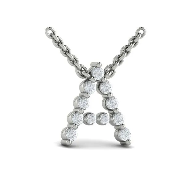 Vlora Amuleta 14KT WG Diamond Alphabet Pendant Necklace Letter A .20tcw Steve Lennon & Co Jewelers  New Hartford, NY