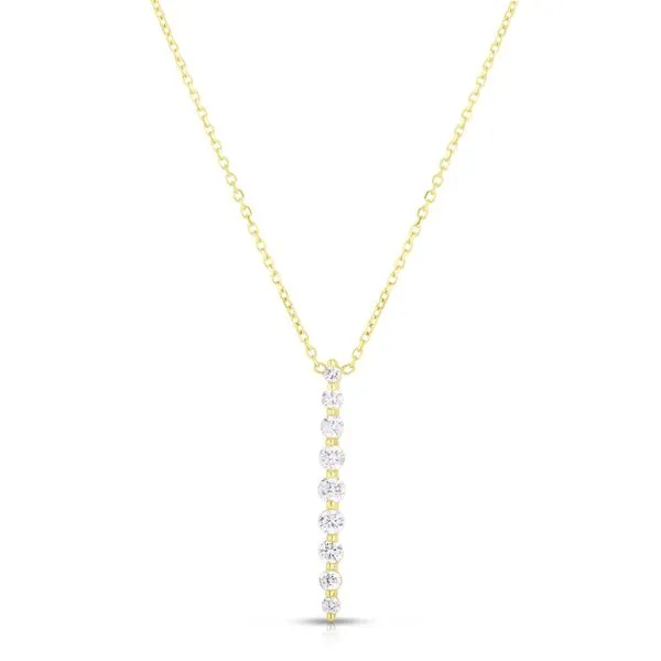 14K Yellow Gold Graduated Single Prong Pendant Necklace 0.27CT Steve Lennon & Co Jewelers  New Hartford, NY