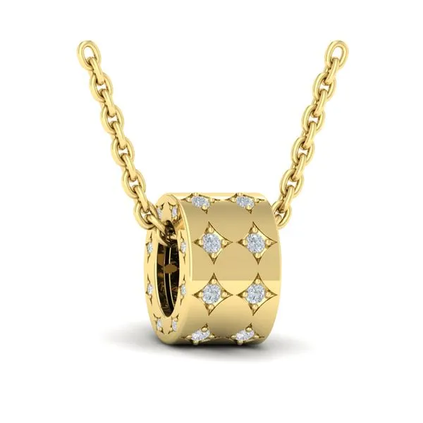 Vlora14Kt YG Diamond Starburst Barrel Pendant Necklace .16tcw Steve Lennon & Co Jewelers  New Hartford, NY