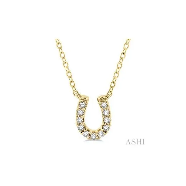 10Kt Yellow Gold Horseshoe Charm Round Cut Diamond Petite Fashion Pendant .10tcw Steve Lennon & Co Jewelers  New Hartford, NY