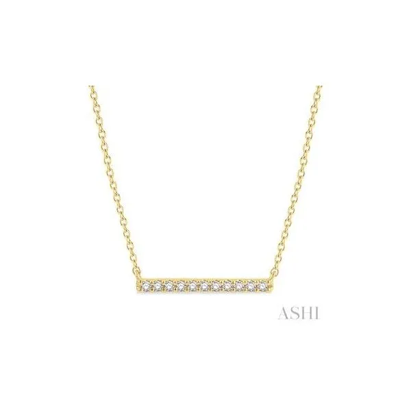 10kt Yellow Gold Bar Round Cut Diamond Petite Necklace .12tcw Steve Lennon & Co Jewelers  New Hartford, NY