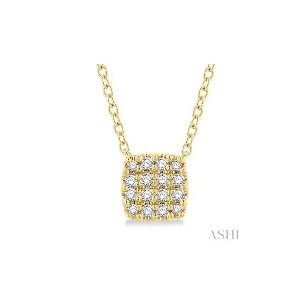 10Kt Yellow Gold Cushion Shape Round Cut Diamond Petite Fashion Pendant .12tcw Steve Lennon & Co Jewelers  New Hartford, NY