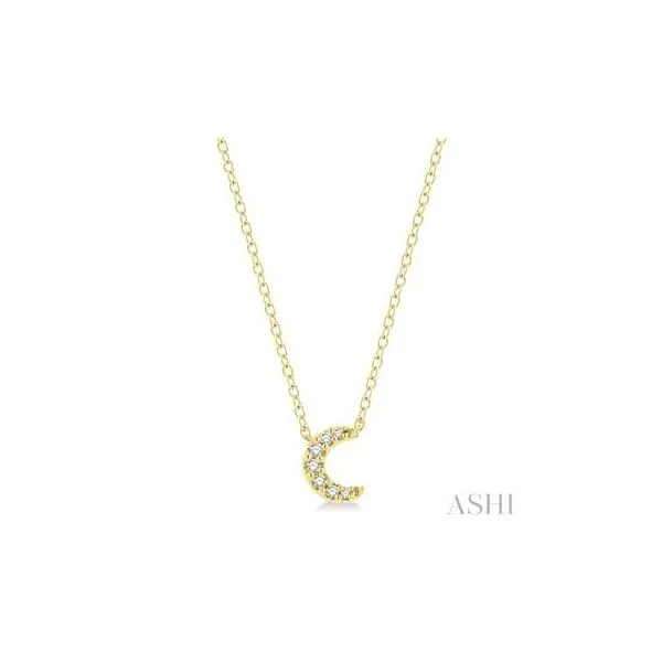 10Kt Yellow Gold Crescent Round Cut Diamond Petite Fashion Pendant .06tcw Steve Lennon & Co Jewelers  New Hartford, NY