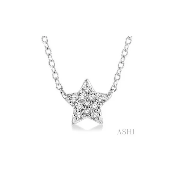 10Kt White Gold Star Round Cut Diamond Petite Fashion Pendant .08tcw Steve Lennon & Co Jewelers  New Hartford, NY