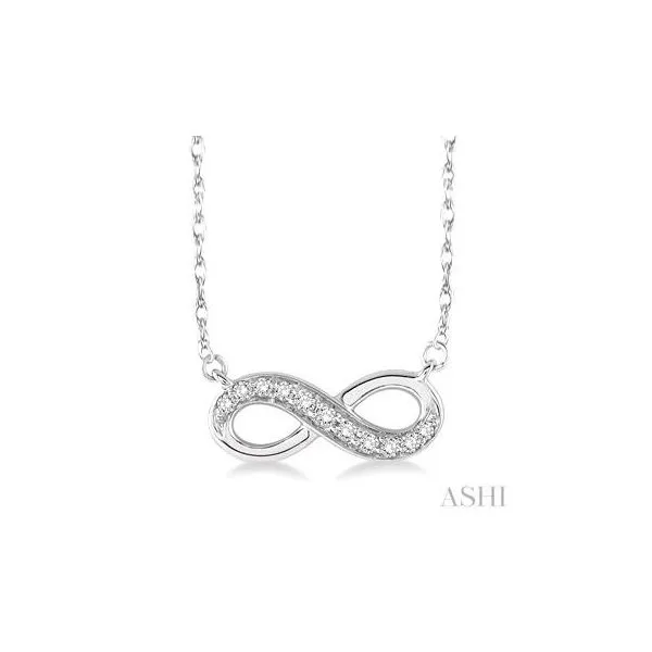10kt White Gold Round Cut Diamond Petite Infinity Pendant .15tcw Steve Lennon & Co Jewelers  New Hartford, NY