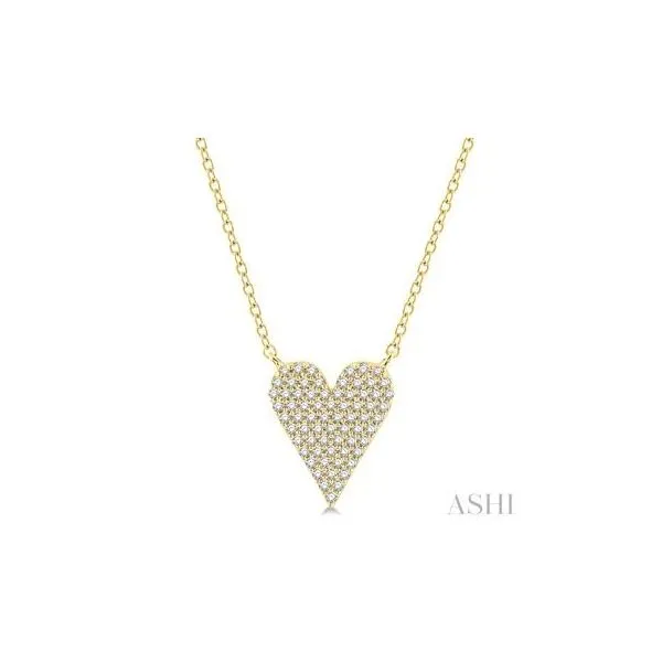10kt Yellow Gold Heart Charm Round Cut Diamond Fashion Necklace .25tcw Steve Lennon & Co Jewelers  New Hartford, NY