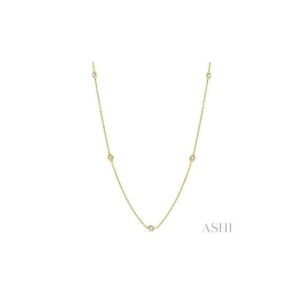 14Kt Yellow Gold Round Cut Diamond Bezel Station Necklace .25tcw Steve Lennon & Co Jewelers  New Hartford, NY