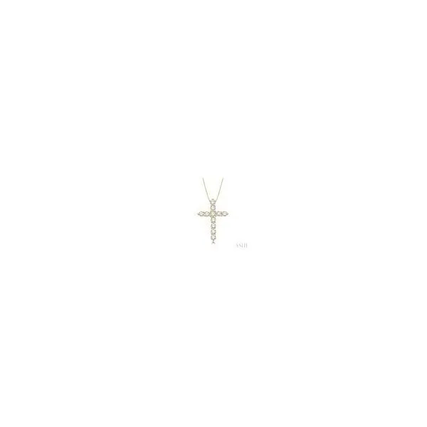 14kt Yellow Gold Round Cut Diamond Cross Pendant with Chain 1/4 Ctw Steve Lennon & Co Jewelers  New Hartford, NY