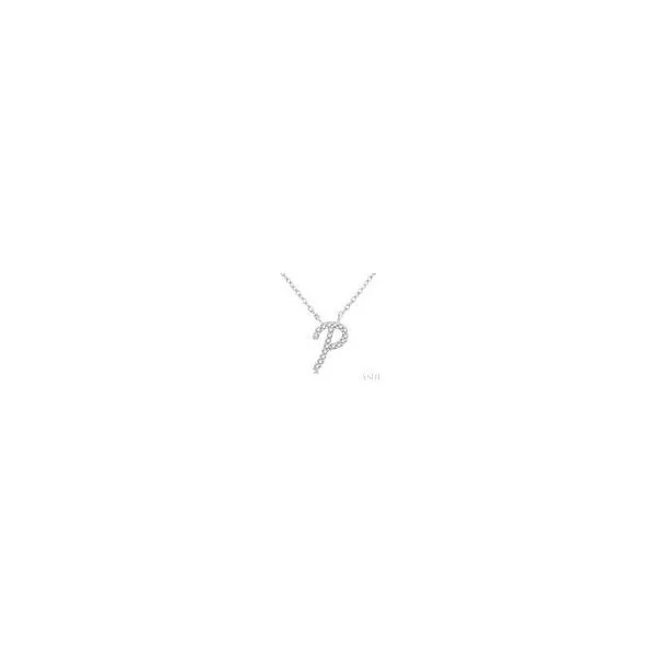 10kt White Gold Initial 'L' Calligraphy Round Cut Diamond Fashion Pendant With Chain 1/20 tcw Steve Lennon & Co Jewelers  New Hartford, NY