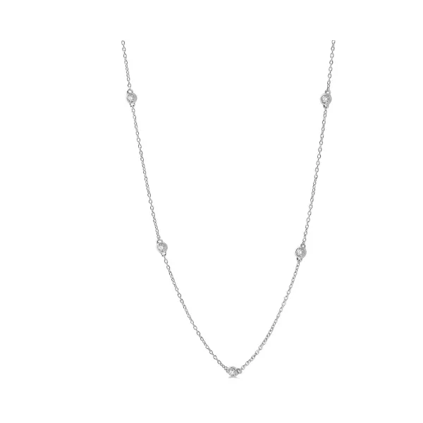 14K White Gold Round Cut Diamond Fashion Station Necklace 3/4 tcw Steve Lennon & Co Jewelers  New Hartford, NY
