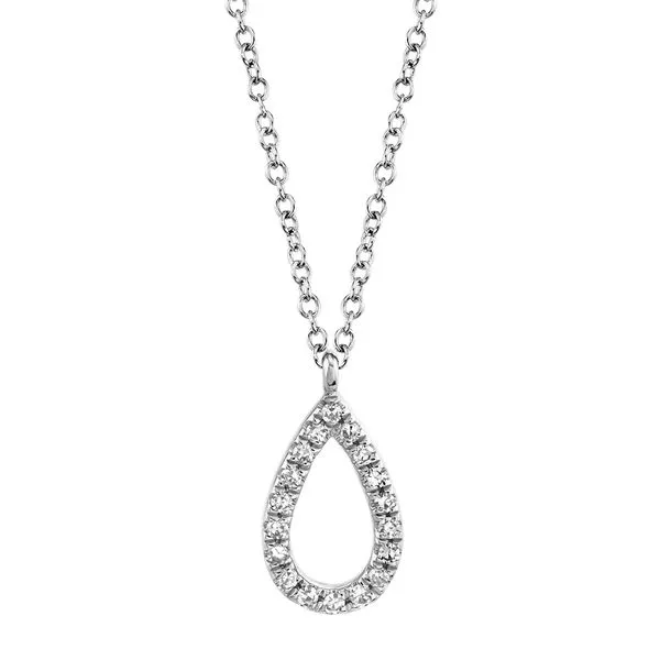 Shy Creation 14Kt White Gold Diamond Pear Necklace .06tcw Steve Lennon & Co Jewelers  New Hartford, NY