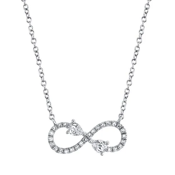 Shy Creation 14Kt White Gold Diamond Infinity Necklace .22tcw Steve Lennon & Co Jewelers  New Hartford, NY