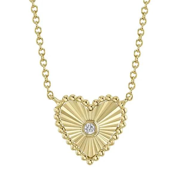 Shy Creation 14KT Yellow Gold Diamond Bezel Heart Necklace .02tcw Steve Lennon & Co Jewelers  New Hartford, NY