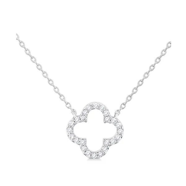 10kt White Gold Clover Petite Diamond Fashion Pendant .12tcw Steve Lennon & Co Jewelers  New Hartford, NY