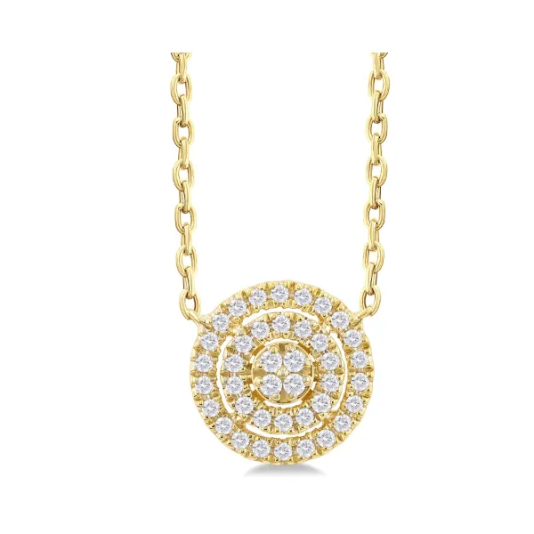 10kt Yellow Gold Round Shape Petite Halo Diamond Pendant .17tcw Steve Lennon & Co Jewelers  New Hartford, NY