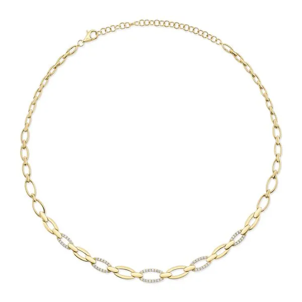 Shy Creation 14kt Yellow Gold Diamond Link Necklace 0.74Ct Steve Lennon & Co Jewelers  New Hartford, NY