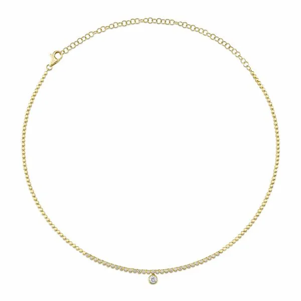 Shy Creation 14Kt Yellow Gold Diamond Bezel Pendant Necklace with 32 Diamonds .69tcw Steve Lennon & Co Jewelers  New Hartford, NY