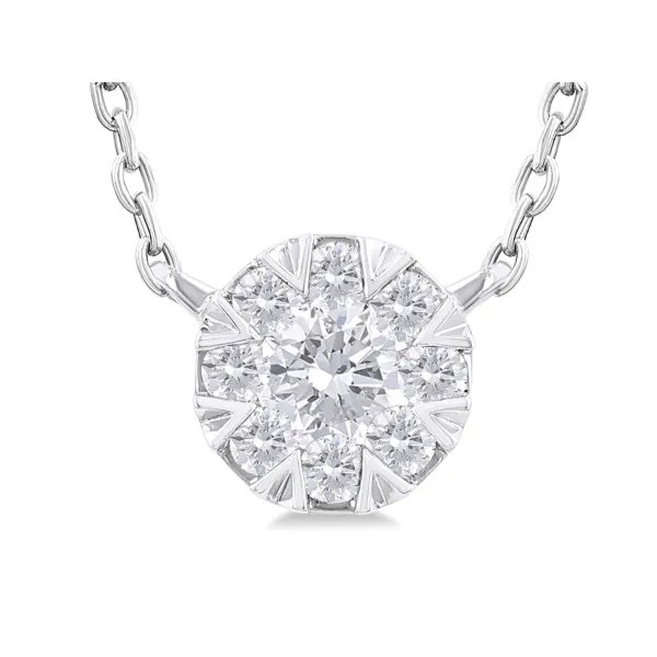 10K White Gold Petite Round Cluster Pendant with 9 Round Stones .10tcw Steve Lennon & Co Jewelers  New Hartford, NY