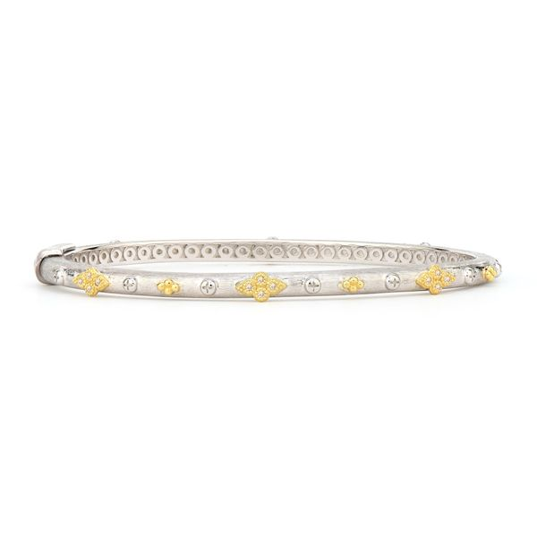 Jude Frances Mixed Metal Alternating Quad Bangle With 0.06Tw Round Diamonds Steve Lennon & Co Jewelers  New Hartford, NY