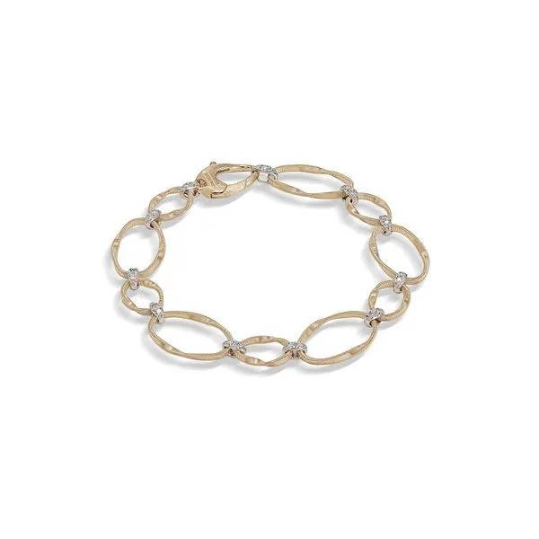 Marco Bicego -Marrakech Onde Collection 18K Yellow Gold and Diamond Flat Link Bracelet 0.18CT Steve Lennon & Co Jewelers  New Hartford, NY
