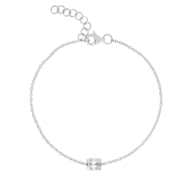14K White Gold Diamond Illusion Emerald Bracelet Steve Lennon & Co Jewelers  New Hartford, NY