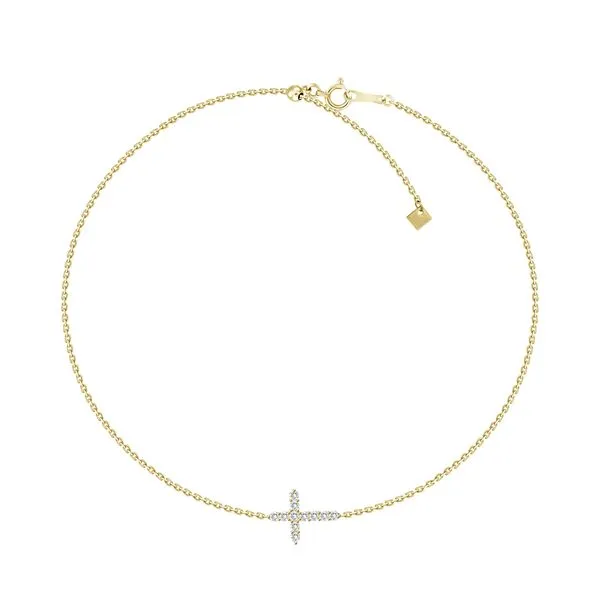 18KT YG Diamond Cross Bracelet With 11 Diamonds .10TCW Steve Lennon & Co Jewelers  New Hartford, NY