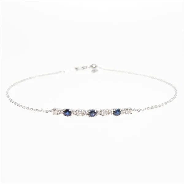 18KT WG Diamond Bar Bracelet With 10 Diamonds .22 TCW and With 3 Sapphires .18TCW Steve Lennon & Co Jewelers  New Hartford, NY