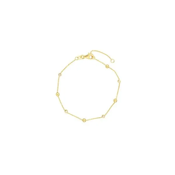 14KT Yellow Gold Diamond Bezel & Bead Bracelet .20TCW Steve Lennon & Co Jewelers  New Hartford, NY