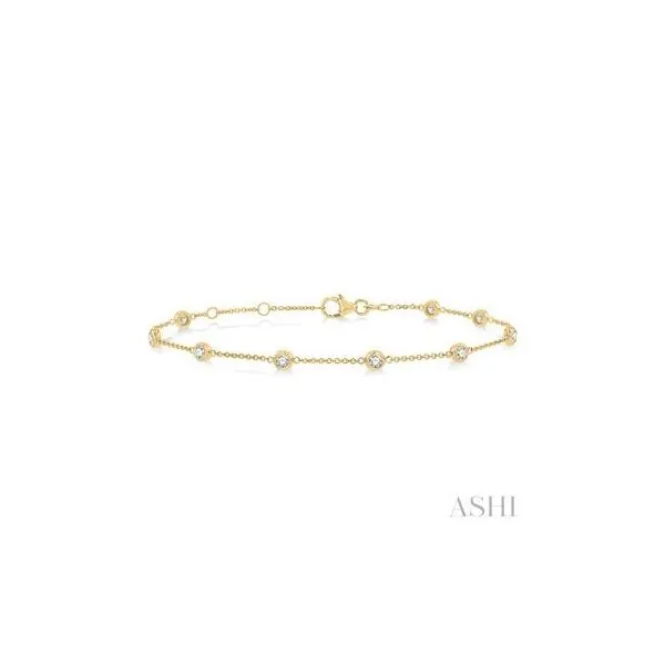 14Kt Yellow Gold Circular Mount Round Cut Diamond Bezel Station Bracelet.50tcw Steve Lennon & Co Jewelers  New Hartford, NY