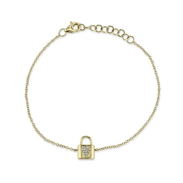 Shy Creation 14Kt Yellow Gold Diamond Heart Lock Bracelet .03tcw Steve Lennon & Co Jewelers  New Hartford, NY