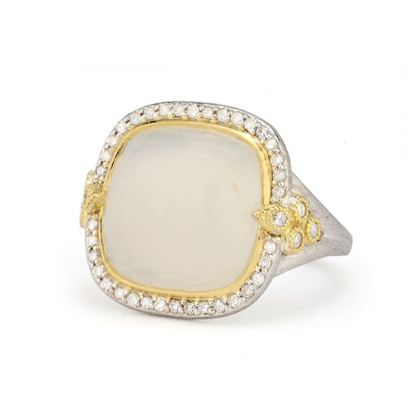 Jude Frances Yellow 18 Karat Geometric Fashion Ring Size 6.5 With 0.28Tw Cushion Moonstones Steve Lennon & Co Jewelers  New Hartford, NY
