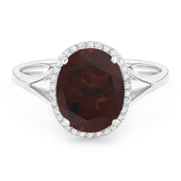 Madison L White 14 Karat Fashion Ring With Oval Garnets And 30=0.10Tw Round Diamonds S. Lennon & Co Jewelers New Hartford, NY